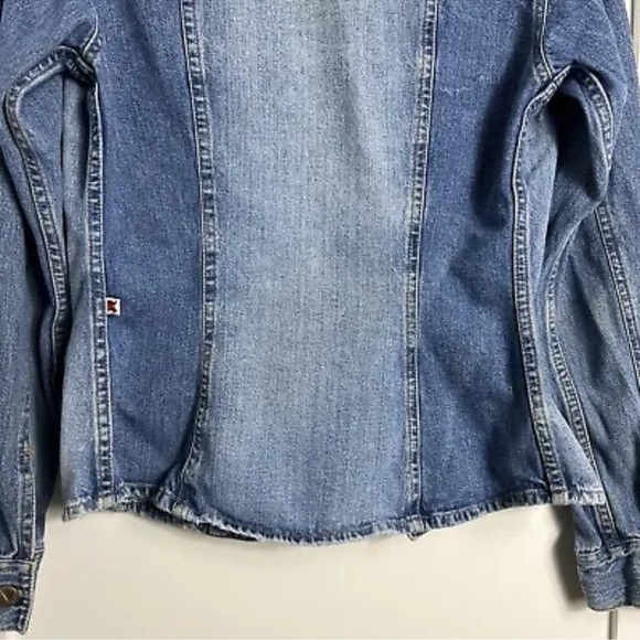 Vintage Open Clips Brazil Denim Jean Jacket Womens Medium Fitted Style Blue - Picture 10 of 12